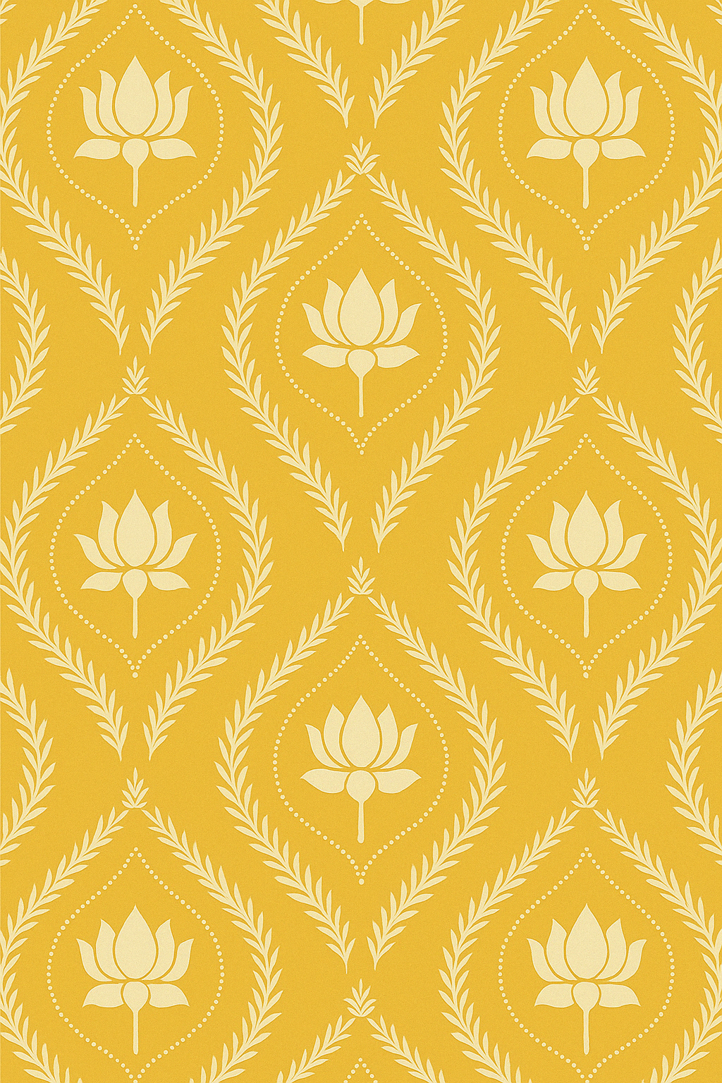 Bright yellow lotus printed large lampshade – 12" x 8"